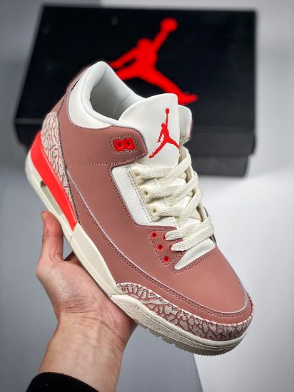 Picture of Air Jordan 3 Sail/Rust Pink-White-Crimson For Sale