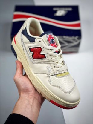 Picture of Aimé Leon Dore x New Balance 550 White/Navy/Red For Sale