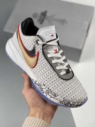 Picture of Nike LeBron 20 “The Debut” White/Metallic Gold-Black-University Red For Sale