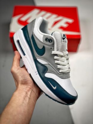 Picture of Nike Air Max 1 White/Dark Teal Green-Wolf Grey-Black For Sale