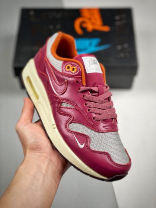 Picture of Patta x Nike Air Max 1 Metallic Silver/Night Maroon For Sale