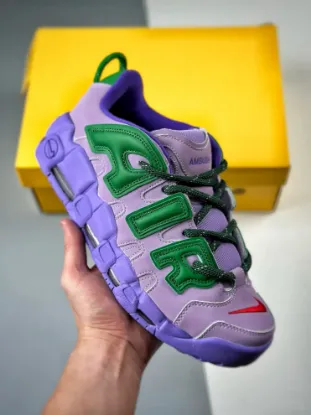 Picture of AMBUSH x Nike Air More Uptempo Low Lilac/Apple Green FB1299-500 For Sale
