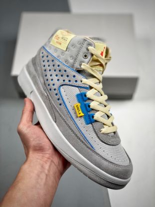 Picture of Union x Air Jordan 2 Grey Fog/Siren Red-Light Smoke Grey For Sale