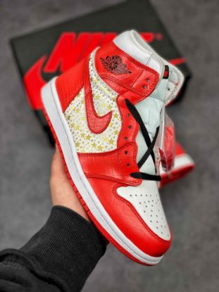 Picture of Supreme x Air Jordan 1 High Stars Varsity Red For Sale