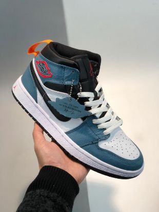 Picture of Facetasm x Air Jordan 1 Mid Fearless Blue White CU2802-100 For Sale