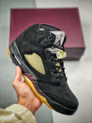 Picture of A Ma Maniére x Air Jordan 5 Black/Burgundy Crush FD1330-001 For Sale