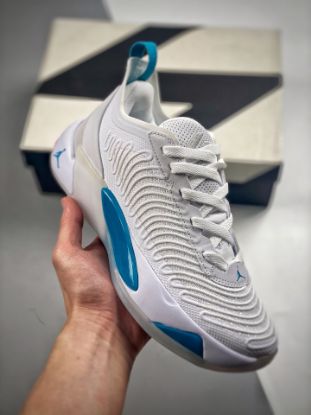 Picture of Jordan Luka 1 White/Metallic Silver-Neo Turquoise For Sale